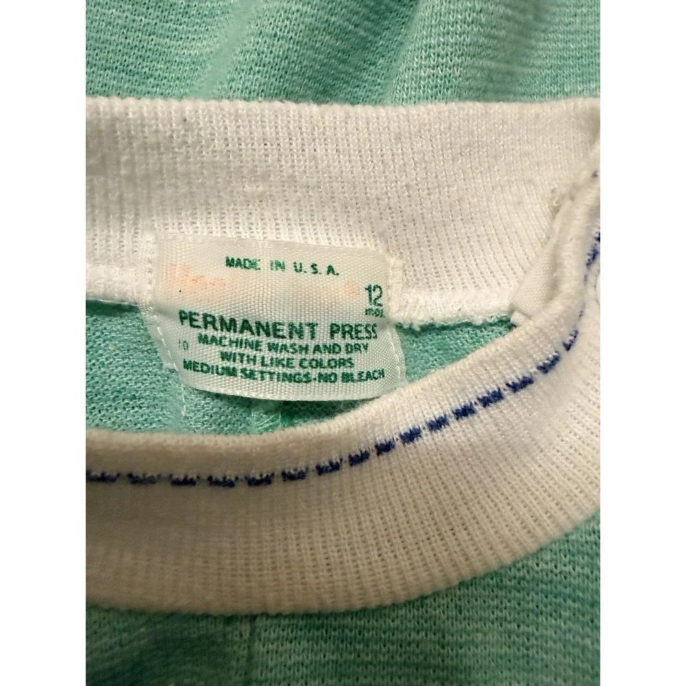 Vtg HealthTex Romper 70s 80s Zip Button 12M Boys Green Horse‎ Jumpsuit Retro